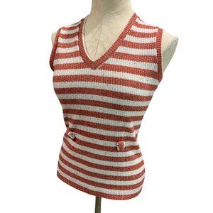 Small Love Kisses Women's Vintage Red Stripe Sweater Sleeveless Vintage 1980s